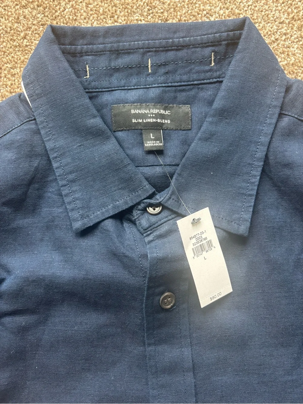Banana Republic Men's Navy Blue Button-Down Shirt